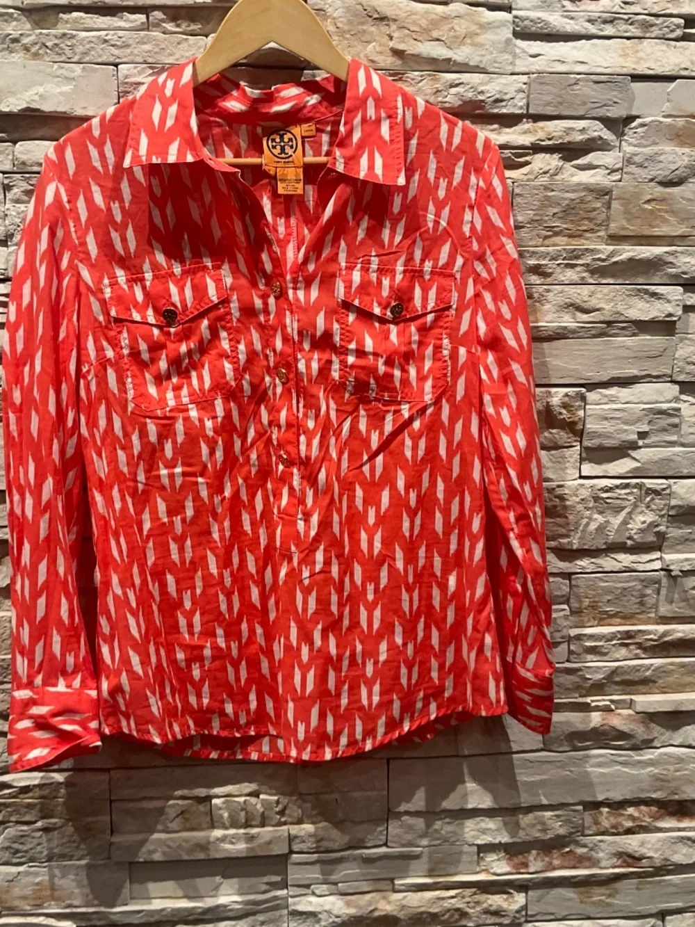 Tory Burch Brigitte Blouse Vibrant Orange Size 12
